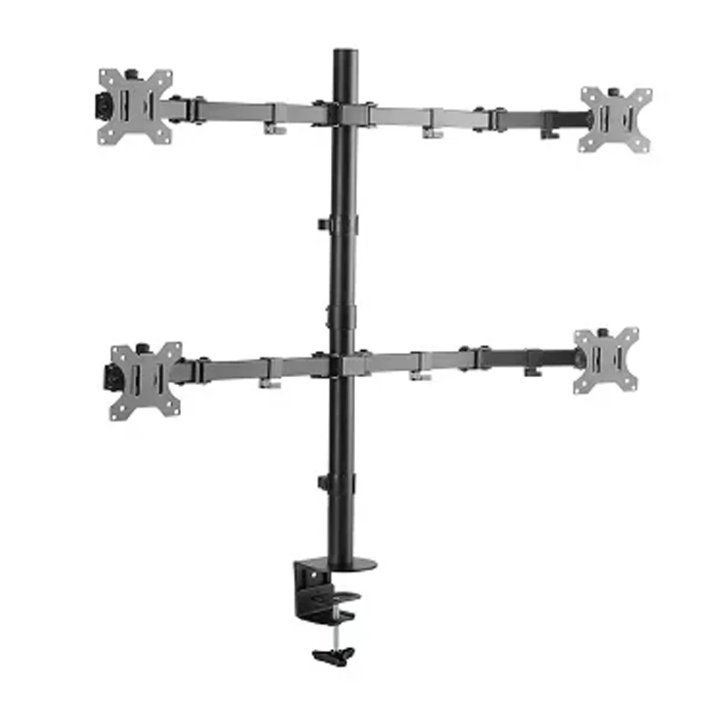 Steel Single Pole Four Screen Articulating Desktop Monitor Mount